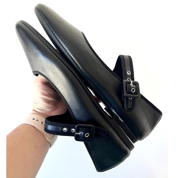 Everlane The Day Mary Jane Buckle Ballet Flat Black Leather Almond Toe Size 9 - Picture 11 of 11